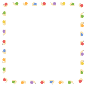 カタツムリの正方形フレーム素材のフリーイラスト Clip art of snails square frame