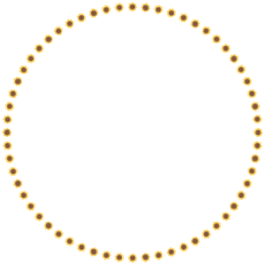 ヒマワリの丸フレーム素材のフリーイラスト Clip art of sunflower circle frame