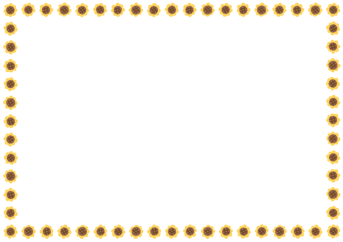 ヒマワリのフレーム素材のフリーイラスト Clip art of sunflower paper frame