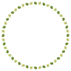 アボカドの丸フレーム素材のフリーイラスト Clip art of avodaco circle frame