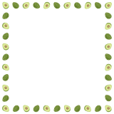 アボカドの正方形フレーム素材のフリーイラスト Clip art of avodaco square frame