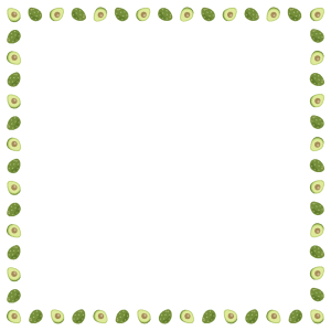 アボカドの正方形フレーム素材のフリーイラスト Clip art of avodaco square frame