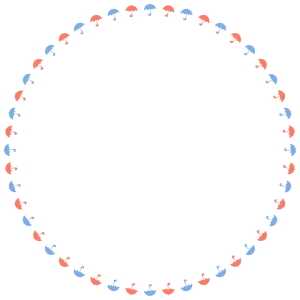 傘の丸フレーム素材のフリーイラスト Clip art of umbrella circle frame