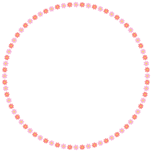 コスモスの丸フレーム素材のフリーイラスト Clip art of cosmos circle frame