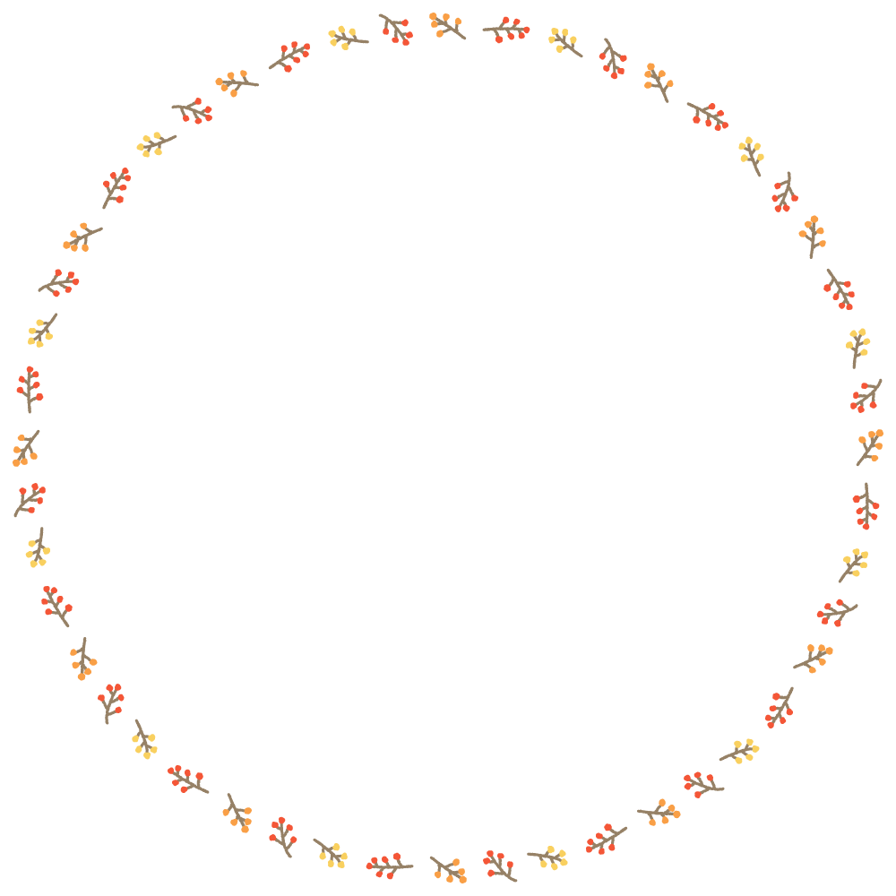 実の丸フレーム素材のフリーイラスト Clip art of branch with berries circle frame