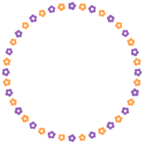 ハロウィンカラーの花の丸フレーム素材のフリーイラスト Clip art of halloween flower circle frame