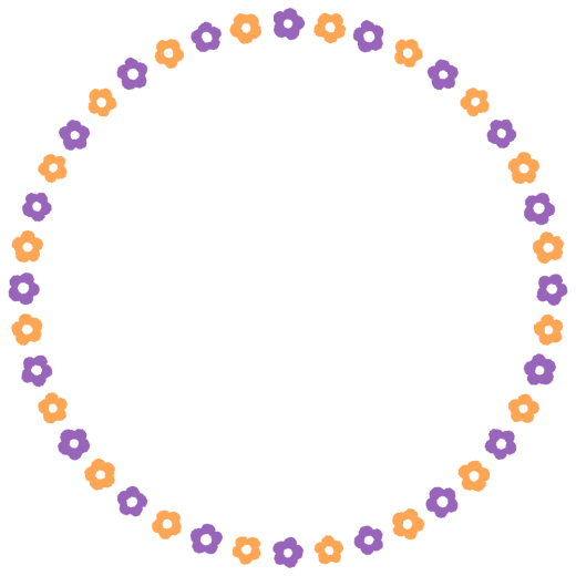 ハロウィンカラーの花の丸フレーム素材のイラスト