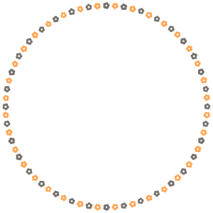 ハロウィンカラーの花の丸フレーム素材のフリーイラスト Clip art of halloween flower circle frame