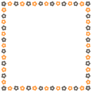 ハロウィンカラーの花の正方形フレーム素材のフリーイラスト Clip art of halloween flower square frame