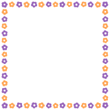 ハロウィンカラーの花の正方形フレーム素材のフリーイラスト Clip art of halloween flower square frame