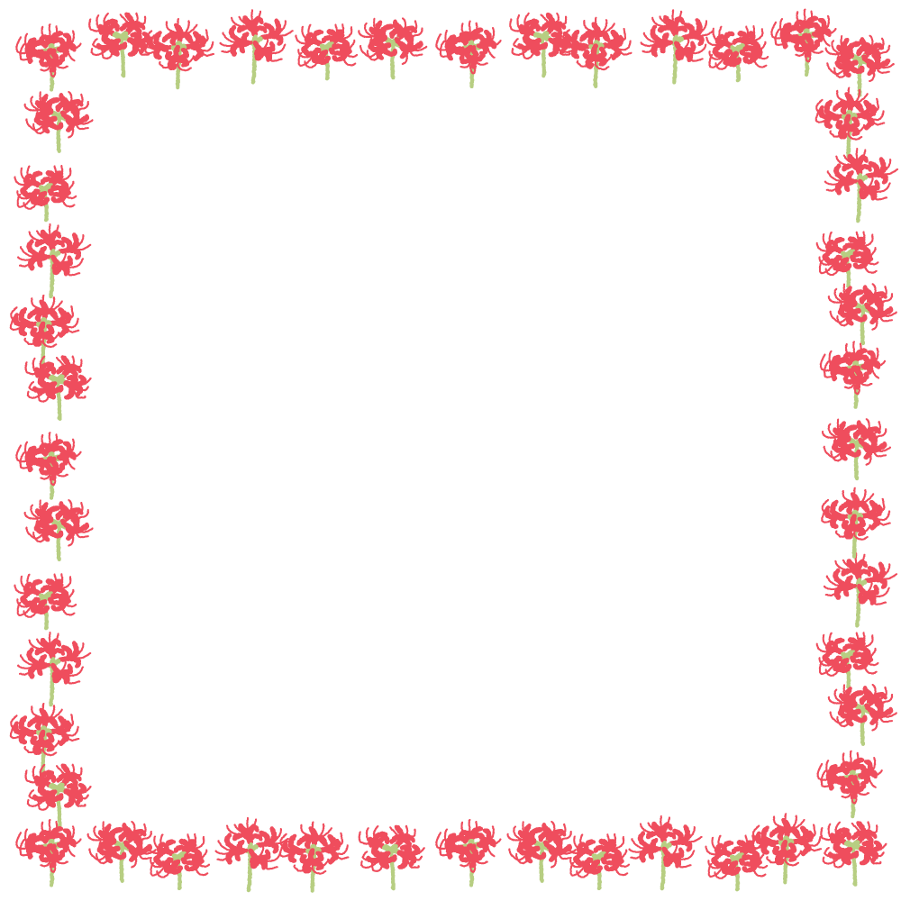 彼岸花の正方形フレーム素材のフリーイラスト Clip art of higanbana square frame