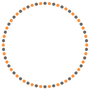 ハロウィンカラーのお花紙の丸フレーム素材のフリーイラスト Clip art of halloween ohanagami circle frame