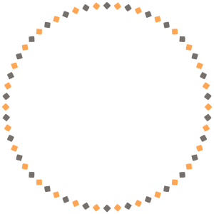 ハロウィンカラーの四角形の丸フレーム素材のフリーイラスト Clip art of halloween quadrilateral circle frame