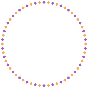 ハロウィンカラーの四角形の丸フレーム素材のフリーイラスト Clip art of halloween quadrilateral circle frame