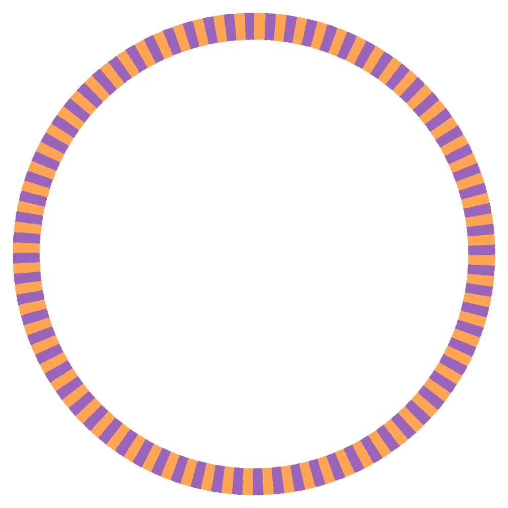 ハロウィンカラーのストライプ柄の丸フレーム素材のフリーイラスト Clip art of halloween stripes circle frame