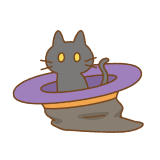 魔女の帽子と黒猫のフリーイラスト Clip art of witch-hat and black-cat