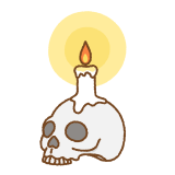 ドクロとロウソクのフリーイラスト Clip art of candle on skull