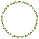 クリスマスホーリーの丸フレーム素材のフリーイラスト Clip art of christmas-holly circle frame