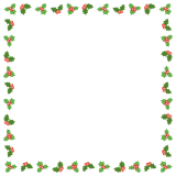 クリスマスホーリーの正方形フレーム素材のフリーイラスト Clip art of christmas-holly square frame