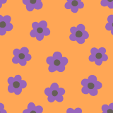 ハロウィンカラーの花柄のパターン素材