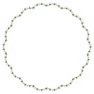 チョコミントカラーのガーランドの丸フレーム素材のフリーイラスト Clip art of chocomint garland circle frame