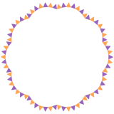 ハロウィンカラーのガラーンドの丸フレーム素材のフリーイラスト Clip art of halloween garland circle frame
