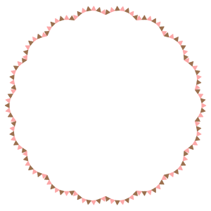 バレンタインカラーのガーランドの丸フレーム素材のフリーイラスト Clip art of valentine's-day garland circle frame