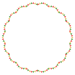 クリスマスカラーのガーランドの丸フレーム素材のフリーイラスト Clip art of christmas garland circle frame