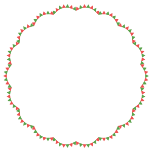 クリスマスカラーのガーランドの丸フレーム素材のフリーイラスト Clip art of christmas garland circle frame