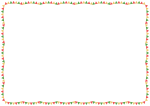 クリスマスカラーのガーランドのフレーム素材のフリーイラスト Clip art of christmas garland paper frame