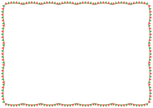 クリスマスカラーのガーランドのフレーム素材のフリーイラスト Clip art of christmas garland paper frame