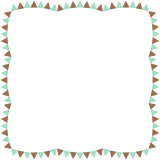 チョコミントカラーのガーランドの正方形フレーム素材のフリーイラスト Clip art of chocomint garland square frame