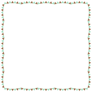 チョコミントカラーのガーランドの正方形フレーム素材のフリーイラスト Clip art of chocomint garland square frame