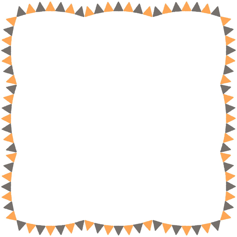 ハロウィンカラーのガラーンドの正方形フレーム素材のフリーイラスト Clip art of halloween garland square frame