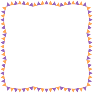 ハロウィンカラーのガラーンドの正方形フレーム素材のフリーイラスト Clip art of halloween garland square frame