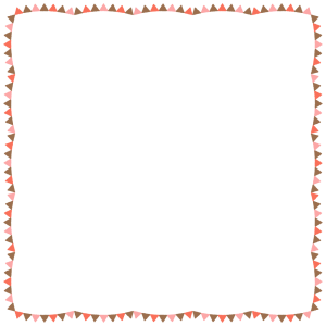 バレンタインカラーのガーランドの正方形フレーム素材のフリーイラスト Clip art of valentine's-day garland square frame