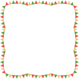 クリスマスカラーのガーランドの正方形フレーム素材のフリーイラスト Clip art of christmas garland square frame