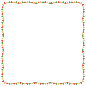 クリスマスカラーのガーランドの正方形フレーム素材のフリーイラスト Clip art of christmas garland square frame