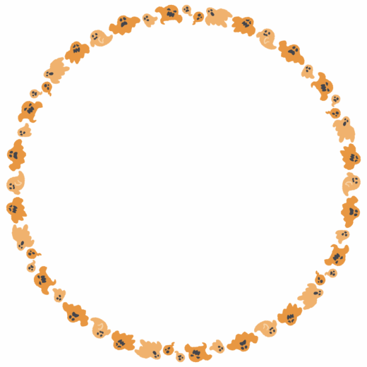 ハロウィンおばけの丸フレーム素材