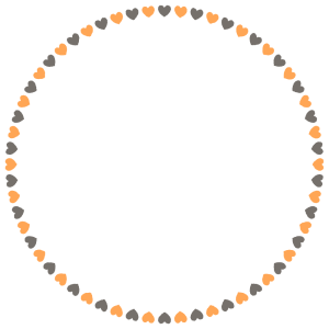 ハロウィンカラーのハートの丸フレーム素材のフリーイラスト Clip art of halloween heart circle frame
