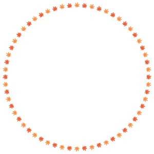 紅葉の丸フレーム素材のフリーイラスト Clip art of momiji circle frame
