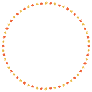 紅葉の丸フレーム素材のフリーイラスト Clip art of momiji circle frame