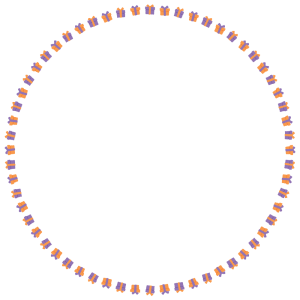 ハロウィンカラーのプレゼントの丸フレーム素材のフリーイラスト Clip art of halloween present-box circle frame