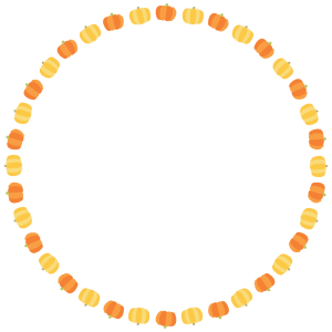 カボチャの丸フレーム素材のフリーイラスト Clip art of pumpkin circle frame
