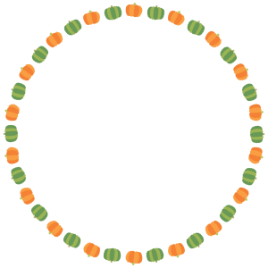 カボチャの丸フレーム素材のフリーイラスト Clip art of pumpkin circle frame