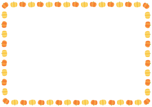 カボチャのフレーム素材のフリーイラスト Clip art of pumpkin paper frame