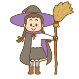 魔女の女の子のフリーイラスト Clip art of witch with broom