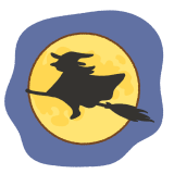 月と魔女のフリーイラスト Clip art of witch with moon