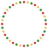 クリスマスカラーの四角形の丸フレーム素材のフリーイラスト Clip art of christmas quadrilateral circle frame