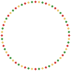 クリスマスカラーの四角形の丸フレーム素材のフリーイラスト Clip art of christmas quadrilateral circle frame